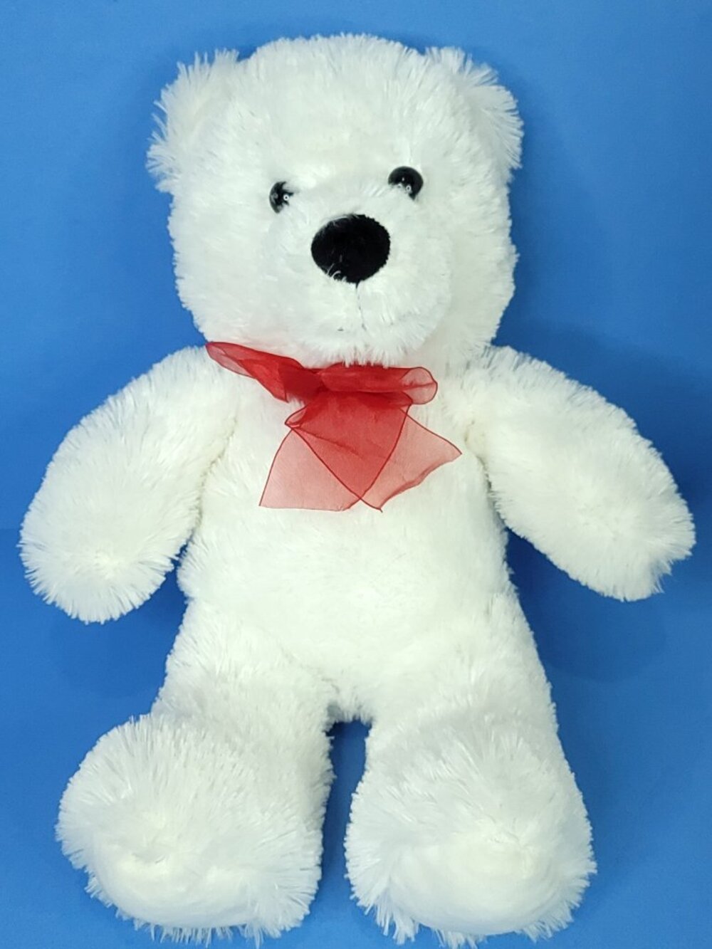 Aurora White Red Bow Christmas Stuffed Animal Plush Bear 2018 Soft 16"